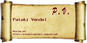 Pataki Vendel névjegykártya